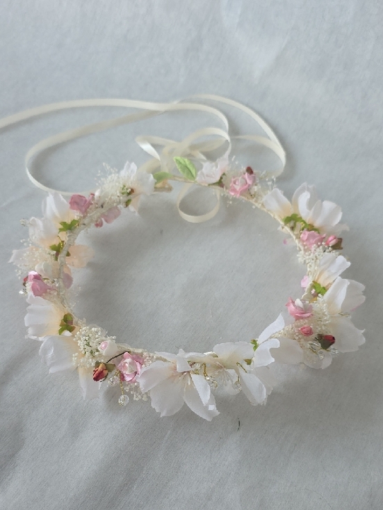 Hand Crafted White and Blush Floral Bridal Crown